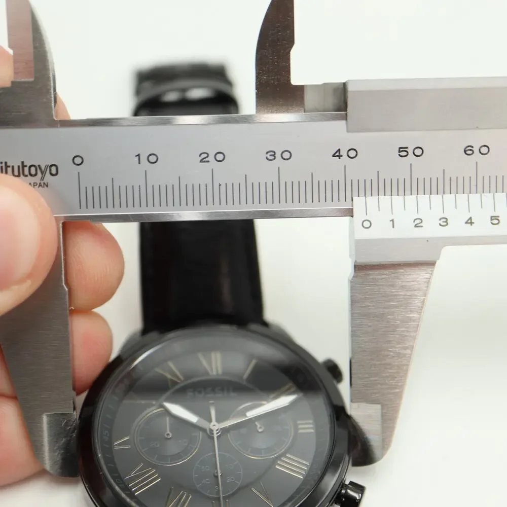Fossil Neutra Black Stealth 43mm Chronograph Watch Leather BQ1734 w New Battery